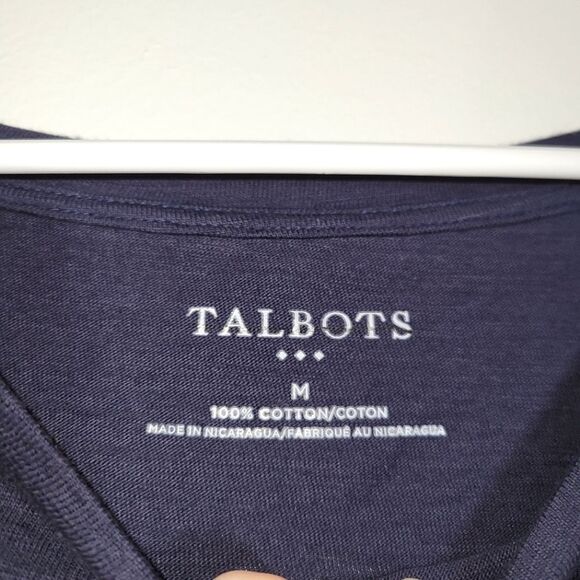 New Talbots Navy Eyelet Ruffle T-Shirt Medium - Picture 3 of 7